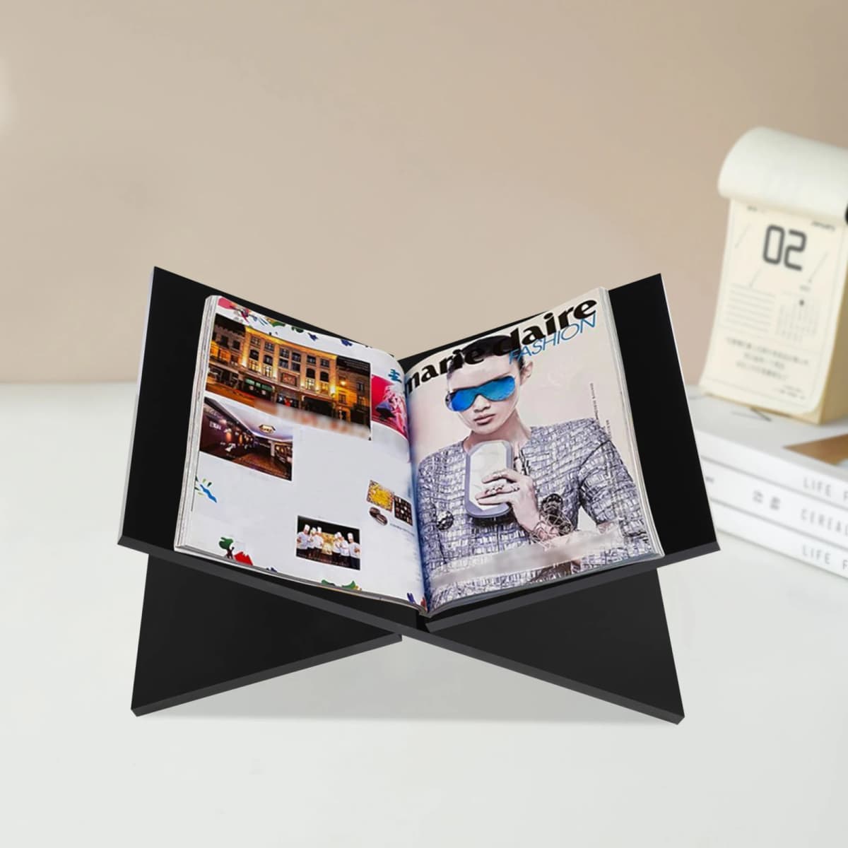 Acrylic Book Stand, Cross Frame Acrylic Book Holder, Reading Stand for Cookbook Art Book Bible Guest Book 32*14cm