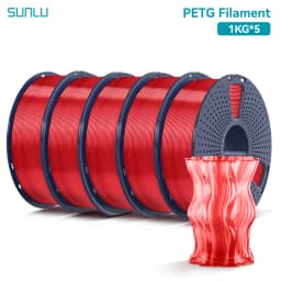 SUNLU 5KG PETG /Clear 3D Printer Filament 1.75mm 1000g Spool (2.2lbs) Neatly Arranged No Knot Filament Fit Most FDM Printer