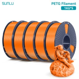 SUNLU 5KG PETG /Clear 3D Printer Filament 1.75mm 1000g Spool (2.2lbs) Neatly Arranged No Knot Filament Fit Most FDM Printer