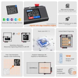 Algolaser Alpha 10W Laser Engraver Laser Cutter 12000mm/min DIY Gifts Handmade Business Tools For DIY Wood Metal Acrylic Leather