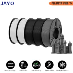 JAYO 5Rolls PETG PLA HSMPETG PLA PLUS PLA META High Speed matte PLA 1.75mm Materials for 100% No Bubble &FDM for 3D Printing