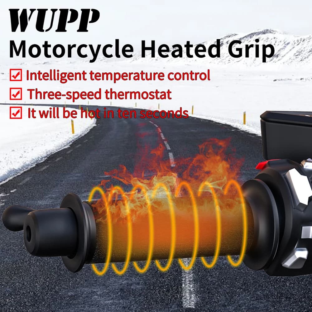 Motorbike Handle Handlebar Warmer 12V Heated Motorcycle Handlebar Grips Waterproof Bicycle Grips Heating Pad 3 Gear Temperature
