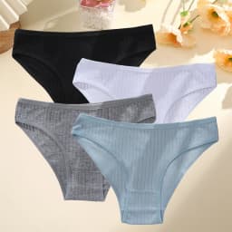 4PCS/SET Women's Cotton Panties Sexy Soft Striped Underpants 12 Solid Color Briefs Female Comfortable Stretch Lingerie M-XL