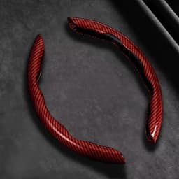 2/3PCS Laser Carbon Fiber Silicone Car Steering Wheel Cover 1K Micro Fiber Leather PVC Wheel Booster Cover Non-Slip Universal