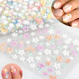 30Sheets 3D Self Adhesive Nail Art Stickers Cute Daisy Floral Heart Flower Nail Decals Decor Supplies for Women Manicure DIY