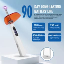 Dental Curing Light Lamp LED 1S Cure 3 Modes Curable Resin One Second Cure Dentistry Equipment Photopolymerizer Lamp 3500mW/cm²