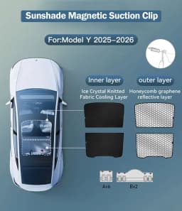 2026 For Tesla Model Y Juniper Sunshade Magnetic Suction Clip Sunroof Honeycomb Sunshades Model 3 Highland Skylight Accessory