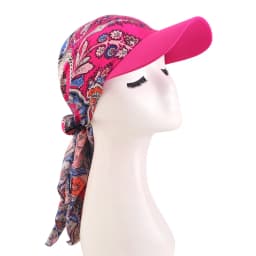 New Women Fashion Printed Satin Headscarf Hat with Brim Sun Hats Summer Soft Breathable Headscarf Caps Baseball Cap