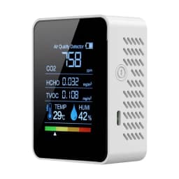 2026 5-in-1 Dioxide Detector Formaldehyde/TVOC/CO₂/Temperature/Humidity Air Quality Monitor Audible and Visual Alarm Function