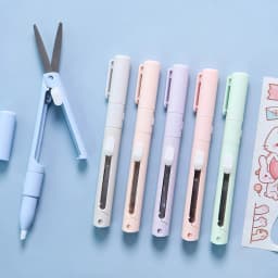 2 in 1 Mini Dual Head Scissors Pen Style Design Safety Retractable Craft Scissors Stationery Tool for Scrapbooking DIY