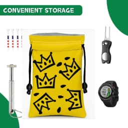 Crown Golf Valuable Item Bag, Funny Golf Valuables Pouch Golf Tee Pattern, PU Leather Golf Tee Pouch with Drawstring Closure