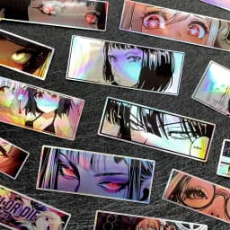 32PCS JDM Anime Girl Laser Rainbow Stickers Moto Bike Scooter Auto Body Fuel Tank Helmet Vinyl Motorcycle Stickers