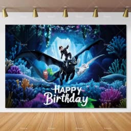 Cartoon-Toothless Backdrop Kids Birthday How to&Train Your Cute Dragon Theme Decor Banner Party Supplies Poster Background Gifts