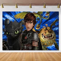 Cartoon-Toothless Backdrop Kids Birthday How to&Train Your Cute Dragon Theme Decor Banner Party Supplies Poster Background Gifts