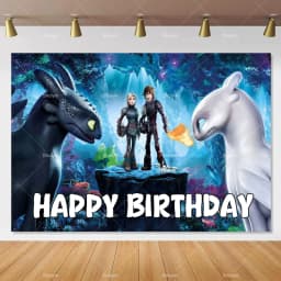 Cartoon-Toothless Backdrop Kids Birthday How to&Train Your Cute Dragon Theme Decor Banner Party Supplies Poster Background Gifts