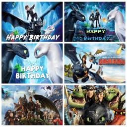 Cartoon-Toothless Backdrop Kids Birthday How to&Train Your Cute Dragon Theme Decor Banner Party Supplies Poster Background Gifts