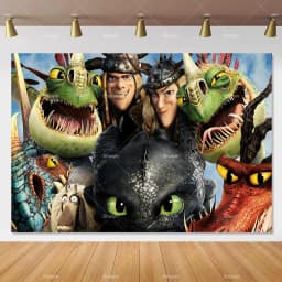 Cartoon-Toothless Backdrop Kids Birthday How to&Train Your Cute Dragon Theme Decor Banner Party Supplies Poster Background Gifts