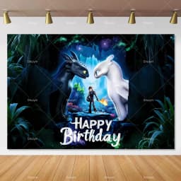 Cartoon-Toothless Backdrop Kids Birthday How to&Train Your Cute Dragon Theme Decor Banner Party Supplies Poster Background Gifts