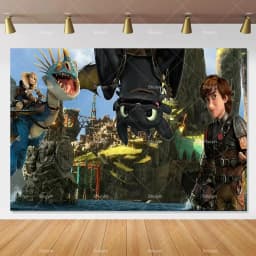 Cartoon-Toothless Backdrop Kids Birthday How to&Train Your Cute Dragon Theme Decor Banner Party Supplies Poster Background Gifts