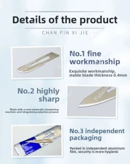 Surgical Scalpel Blades 100PCS/BOX Carbon Steel Medical Knife Handle Holder Dissection Cutting Phone Repair Carving Sterilized