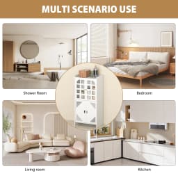 3 Tier Bathroom Floor Cabinet,Storage Cabinet with Door,Free Standing Shelf Unit,for Bathroom,Kitchen,Waterproof,White