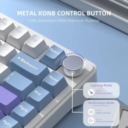 ATTACK SHARK X85 75% Wireless Mechanical Gaming Keyboard with Knob Hot Swappable,PBT Keycaps Gasket RGB Linear White Jade Switch