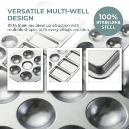 Aluminum Paint Palette, Lightweight Metal Mixing Tray for Watercolor Acrylic Oil, Portable Artist Pigment Palette with Multiple