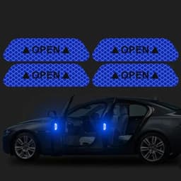 4PCS Reflective Car Door Sticker Safety Opening Warning Reflector Tape Decal Car Accessories Exterior Interior Reflector Sticker