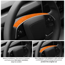 For Tesla Model 3 Highland / Model Y Juniper 2026- Steering Wheel Decorative Frame Trim Sticker Car Accessory Made of Alcantara