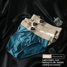 Men's Ice Silk Nylon Briefs 1/3 Pcs Set Soft Breathable Comfortable Underwear with High Elastic Mesh Crotch Shorts