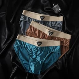 Men's Ice Silk Nylon Briefs 1/3 Pcs Set Soft Breathable Comfortable Underwear with High Elastic Mesh Crotch Shorts