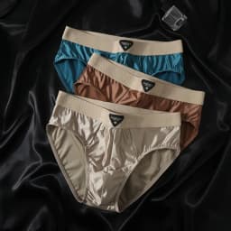 Men's Ice Silk Nylon Briefs 1/3 Pcs Set Soft Breathable Comfortable Underwear with High Elastic Mesh Crotch Shorts
