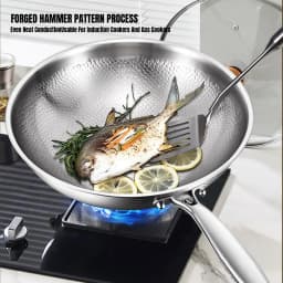 Uncoated Pure Titanium Non Stick Frying Pan 26 28 30cm Fish Scale Hammer Pattern For Steak Kitchen Cookware Household