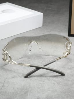 Y2k Rimless Sunglasses Women One Piece Lens Outdoor Shades Trendy Luxury Brand Design Metal Frame Punk Glasses Eyewear Goggle