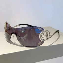 Y2k Rimless Sunglasses Women One Piece Lens Outdoor Shades Trendy Luxury Brand Design Metal Frame Punk Glasses Eyewear Goggle