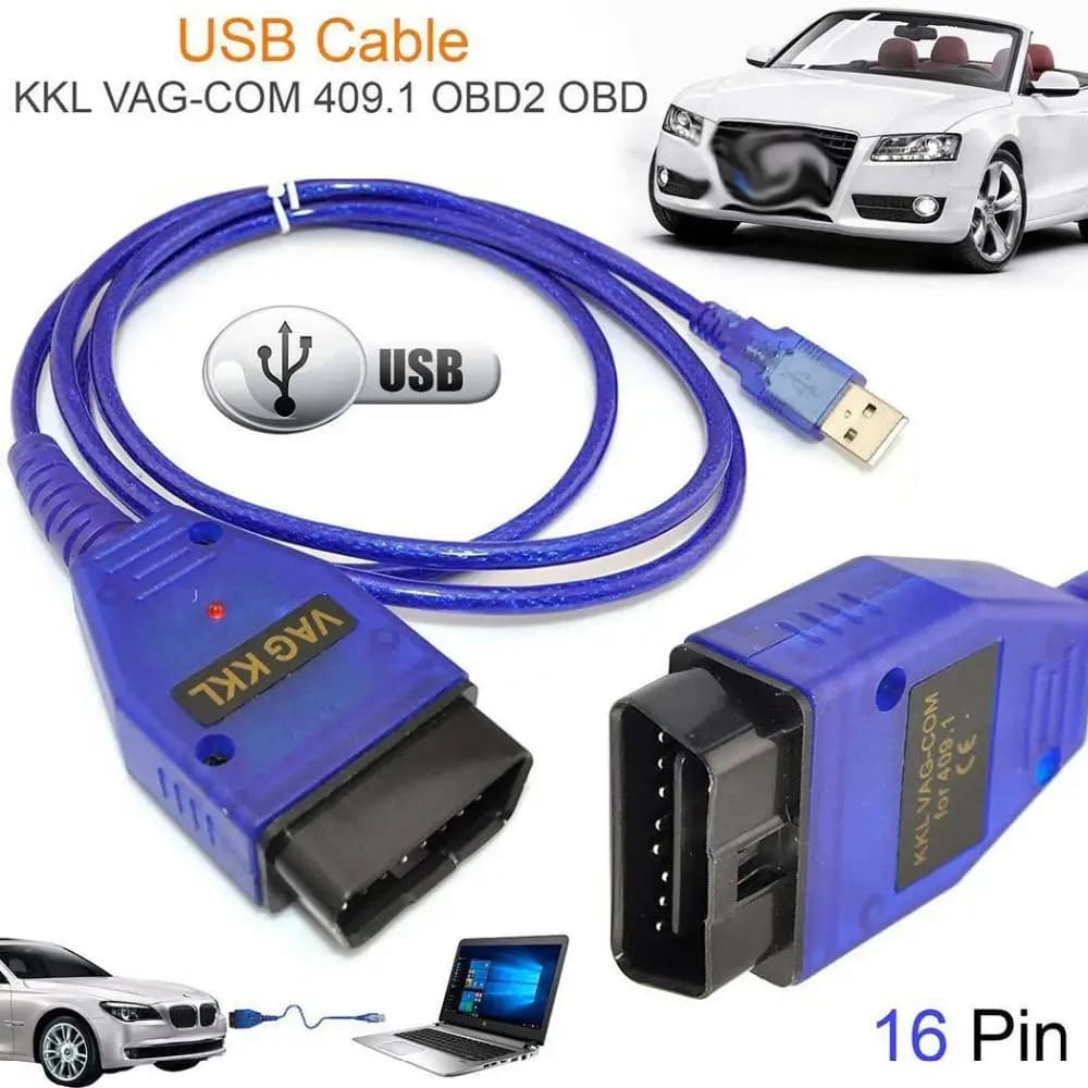 Car USB Vag-Com Interface Cable KKL VAG-COM 409.1 OBD2 II OBD Diagnostic Scanner Auto Cable Aux