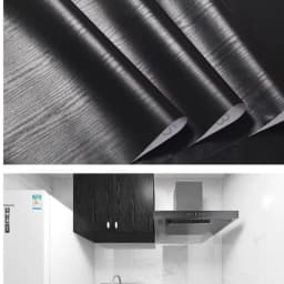 Black Wood Grain Thickening Wallpaper Boeing Film Furniture Kitchen Cabinet PVC Self-Adhesive Stickers Kitchen Vinyl Wallpaper