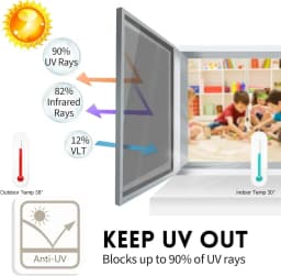 Window Film Privacy Vinyl Glass Window One Way Daytime Privacy Static Cling Blocking Anti UV Reflective Adhesive Vinyl for Car