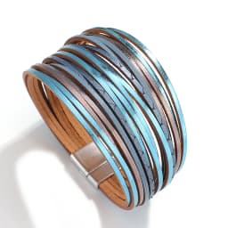 ALLYES Simple Gold Silver Color Leather Bracelets For Women Fashion 2025 Boho Multilayer Strips Wide Wrap Bracelet Jewelry