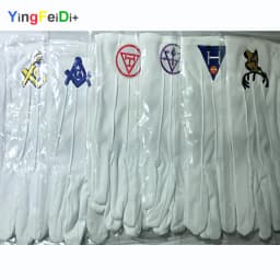 Party etiquette, gifts Freemasonry embroidered Regalia logo gloves