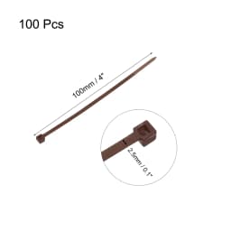 uxcell 100pcs Cable Zip Ties 100mmx2.5mm Self-Locking Nylon Tie Wraps Brown Single-use Locking Flexible Cable Tie