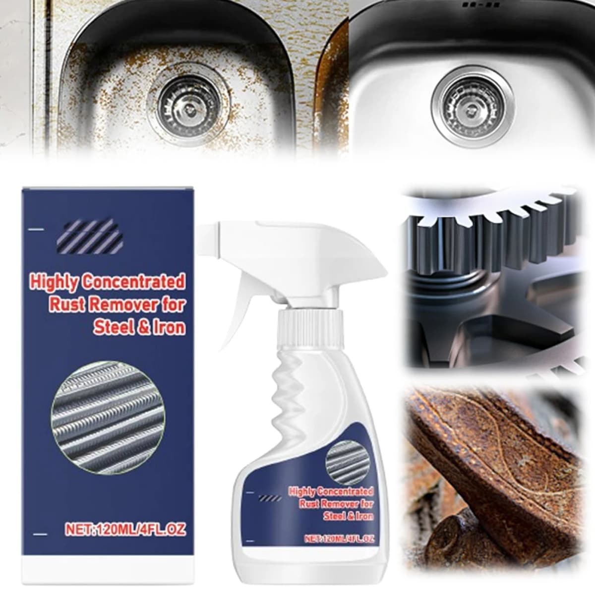 Multipurpose Rust Remover Spray for Metal Easy To Use Metal Derusting & Cleaning Spray for Car Maintenance Cleaning 120ml