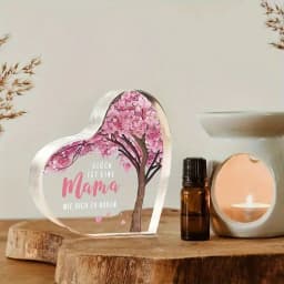 2D Heart Acrylic Mother's Day Gift Cherry Blossom & German Engraving Holiday & Photo Decor Collectible