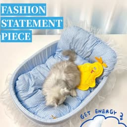 Cute Lace-Trimmed Pet Cat Princess Sofa Bed For Four Seasons Washable and Removable Soft Plush Oval for Small Dogs/Cats
