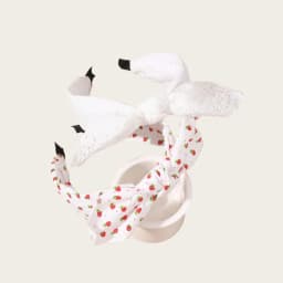 2pcs/set Everyday Sweet Bunny Ear Headband – Minimalist Bow Design with Polka Dot Fabric for Effortless, Cute Style.
