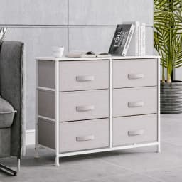 Chest of Drawers, Fabric Drawers Storage Unit with Wooden Top and Metal Frame, Cloth Storage Organizer for Bedroom Living Room