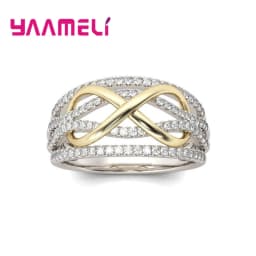 925 Sterling Silver Infinity Love Ring Shining Cubic Zircon Bowknot Letter 8 Eternity Promise Jewelry for Woman Girlfriend