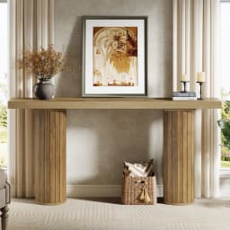 Tribesigns 63-Inch Farmhouse Extra Long Console Table, Wooden Rectangular Foyer Sofa Table Behind The Couch, Entryway Table
