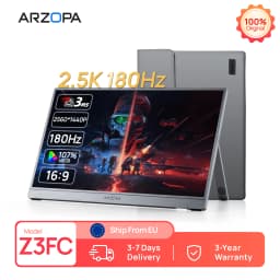 ARZOPA 16.1'' 180Hz 2.5K Portable Monitor, 2560x1440 QHD 107% SRGB, External Second Screen for Laptop, PC, PS5, Mac, Xbox-Z3FC