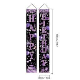 Neon Happy Birthday Banner Couplet Porch Backdrop, Music Theme Party Decor & Photo Props for Girls Birthday Party Favors